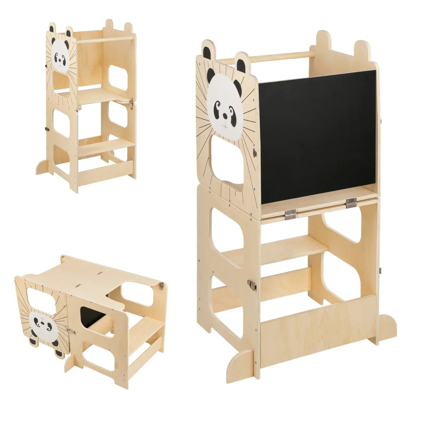 Tour d’apprentissage en bois avec motif panda