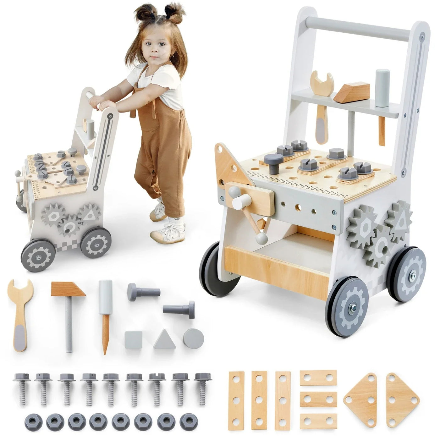 Sélection Chariots de marche : Chariot de marche et établi d'éveil en bois 3-en-1