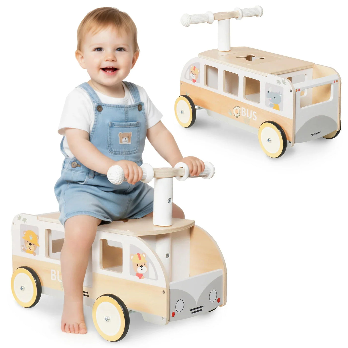Sélection Porteurs : Porteur autobus en bois avec coffre de rangement