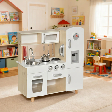 Cuisine enfant en bois blanc et chêne naturel