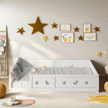 Lit Montessori étoiles et lune Superaly, 140 × 200 cm
