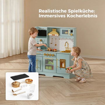 Cuisine en bois avec coin café et table