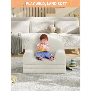 Canapé-lit enfant 2-en-1 en sherpa