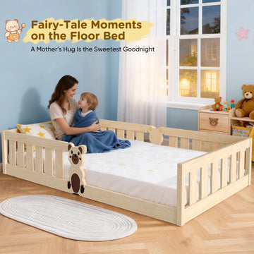 Lit Montessori 90x200 cm dans une chambre d'enfant lumineuse