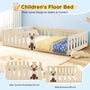 Lit au sol en bois, motif ours