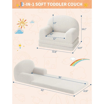Canapé-lit enfant 2-en-1 en sherpa