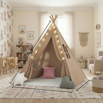 Tipi pliable avec tapis, coussins et lumières