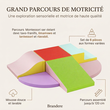 Infographie : parcours d'éveil moteur - lot de 4 blocs, ensemble 91 x 91 x 25 cm