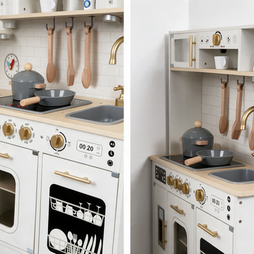 Ustensiles de chef en bois et tablier inclus avec la cuisine bistrot